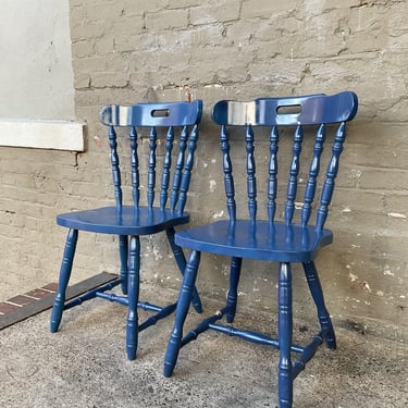 Pair of Enamel Painted Blue Chairs