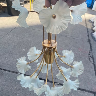 Rare Art Deco Glass Flower Chandelier