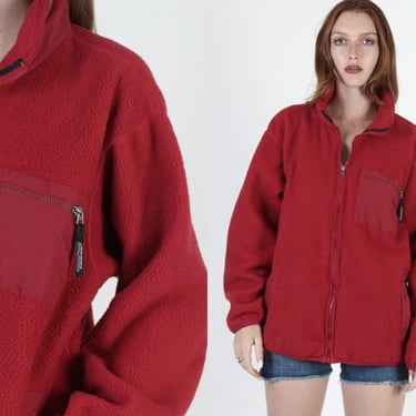 Patagonia Deep Pile Fleece Jacket / Red Zip Up Synchilla Coat / Sherpa Hiking Mountain Climbing / Made In USA Jacket Mens XL 