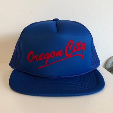 1980s AmaPro Oregon City Blue Trucker Hat