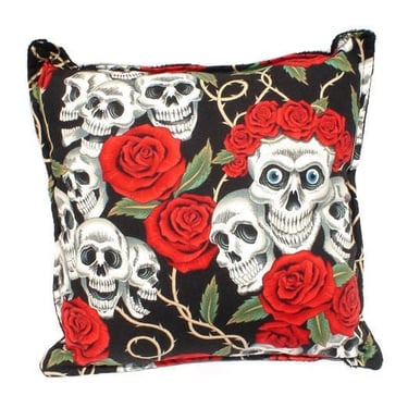 Skulls & Roses Tattoo Art Throw Pillow Cover/Pillow Case 18 x 18 