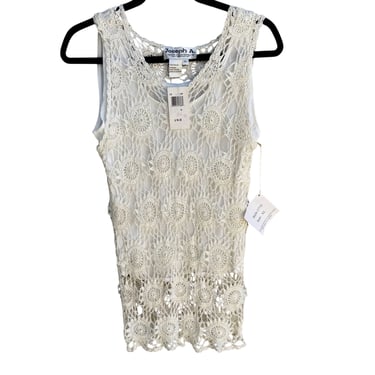 Joseph A Womens Boho Crochet Circle Scoop Neck Sleeveless Knit Blouse Top New M