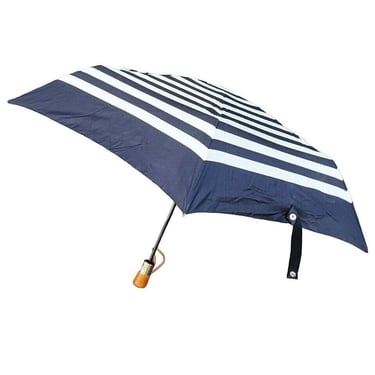 Vintage ShedRain Blue Striped Umbrella Personal Pocket Pop Open 