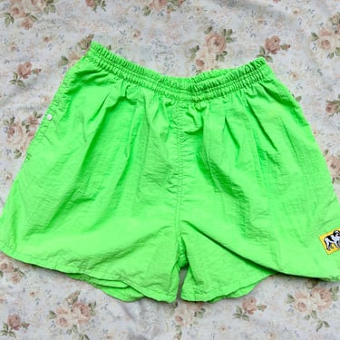 1990's Neon Green Big Dog Swim Shorts 