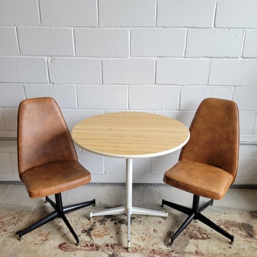 70s Dinette with Two High Back Swivel Stools