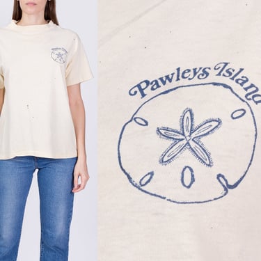 70s 80s Pawleys Island Sand Dollar T Shirt - Men's Medium, Women's Large | Vintage Anvil Distressed Cotton Graphic Tourist Tee 