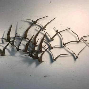 Curtis Jere Signed Dated 1970 Birds in Flight Mid Century Modern Large Wall Sculpture 