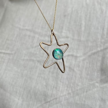 Dancing Star with Aurora Opal Doublet in 14k goldfill 