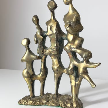 Original Mid Century Modern Abstract Modern Brutalist Bronze Figurative Sculpture by Pamela Stump Walsh 1960s 