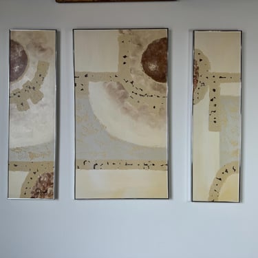 Large Scale- Harris Strong  " Triptych " Expressionist  Abstract Paintings, Signed Bachman 