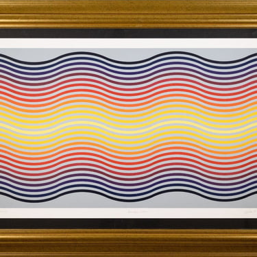 Jurgen Peters Rainbow Waves 1981 Op Art Modern Signed Lithograph 106/250 Framed 
