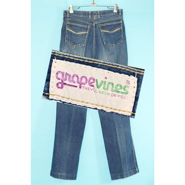 Vintage 1970s Grapevines Jeans | 70s High-Waisted Denim | Medium | 13 