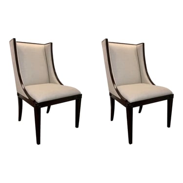 Theodore Alexander Modern Wingback His and Hers Boston Chair Pair