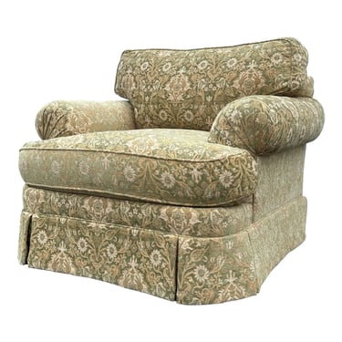 Drexel Heritage Brocade Library Club Skirted Club Chair 