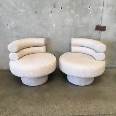 Post Modern Retro Rolled Boucle Lounge Chairs