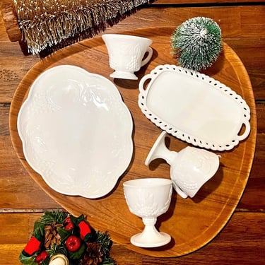 1960’s Vintage Colony Milk Glass Snack Tray Sets | Your Choice! Harvest Grape 