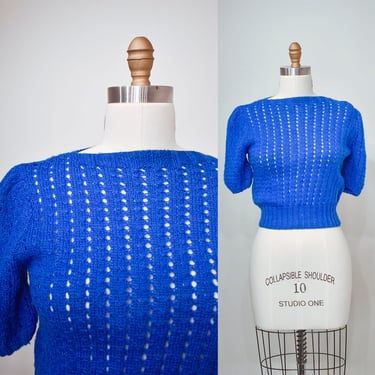 1950s Blue Knit Sweater 
