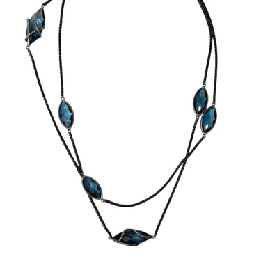 David Yurman Blue Crystal Cable Wrap Necklace