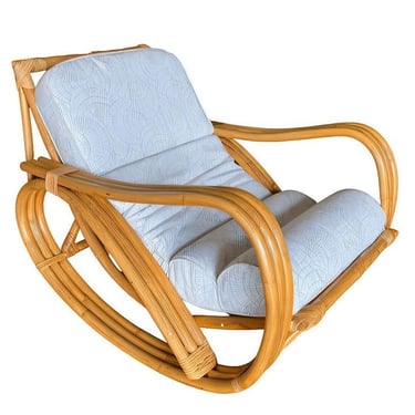 Restored 3-Strand Reverese Pretzel Rattan Rocking Chair 