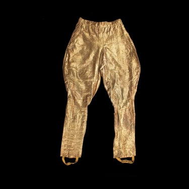 RARE 1930s Pants / 30s-40s Gold Lamé Jodhpur Trousers / Hollywood MGM Film Costume 