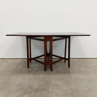 Vintage Norwegian Mid Century Modern Rosewood Drop Leaf Dining Table 