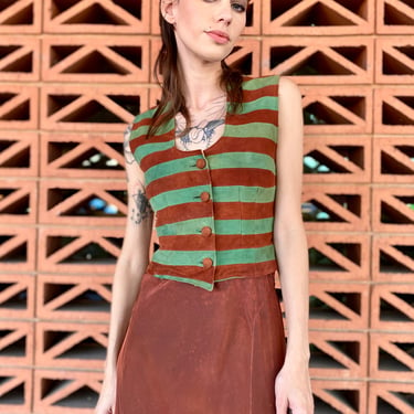 40's Suede Striped Vest