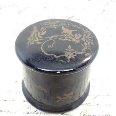 Antique Lacquered Paper Mache Chocolates Box,  A.A. Vantines Candy Container with Original Label, Oriental Goods 
