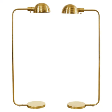 Pair of Art Deco Style Polished Brass Task Floor Lamps
