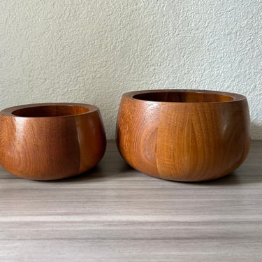 Vintage Dansk IHQ, Quistgaard Teak Set of two bowls, Dansk IHQ Teak Wood Bowl Denmark 