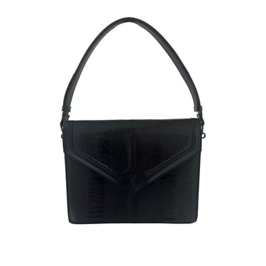YSL Black Leather Embossed Shoulder Bag