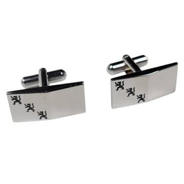 Cufflinks Hickock French Peugeot Lion Square Silver Black Mid Century Modern M28 