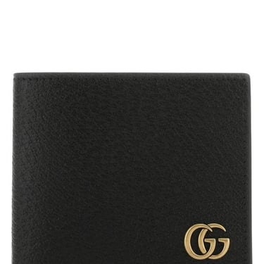 Gucci Men Black Leather Gg Marmont Wallet