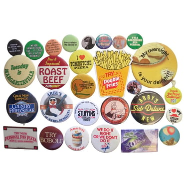 Vintage Pinback Button -  70s 80s 90s Food Themes - Misc. Novelty Pins - You Choose - Genuine Vintage Pin Button 