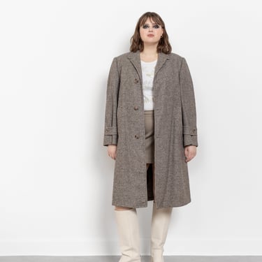 MENSWEAR HOUNDSTOOTH COAT winter jacket Scottish Wool harris tweed vintage women men / Large Extra Large 