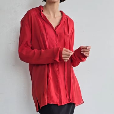 Sheer Silk Red Blouse (L)