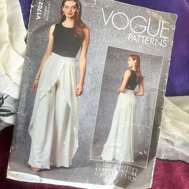 Vogue Sewing Pattern, Couture Collection, Wrap Skirt, Wide Leg Pants, Palazzo, Claire Schaeffer, Vogue V1702 