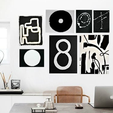 Sale-Black, White 16"x20" Original Painting Abstract Minimalist Modern Art Contemporary Artwork Commission Art Home Decor by Art