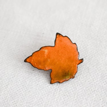 1950s Orange Enamel Leaf Brooch 