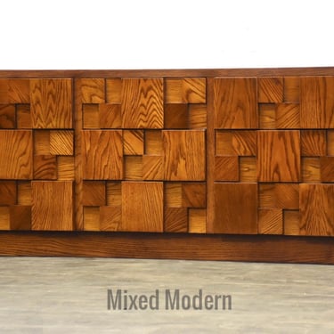 Lane Brutalist Oak Dresser 