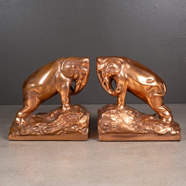 Art Deco Copper Plated Elephant Bookends c.1920-1930