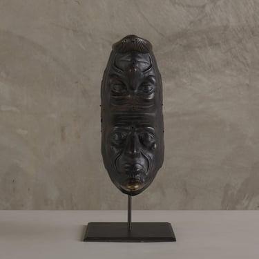 DOUBLE MASK BRONZE SCULPTURE, 20TH C