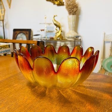 Vintage Glass Serving Bowl Indiana Glass Orange 