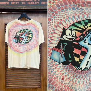 Vintage 1980’s Felix The Cat Hippie Trippy Music Artwork Cotton T-Shirt, 80’s Tee Shirt, Vintage Clothing 