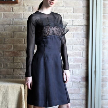 Vintage 1980s Carolina Herrera Black Dress, Small Women, Unusual, Avant Garde 