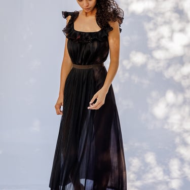 No DMs Please/ Black Sheer Dress/ 80s/70s 