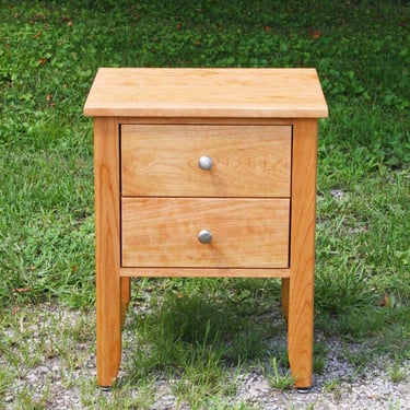 BT020B Bedside Cabinet, 2 Inset Drawers, Overhang top; BT020A, Continuous frame connecting legs, optional sizes available - natural color 