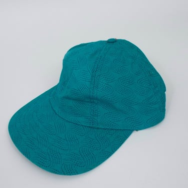 Vintage 90s Teal Polka Dot Wave Print Hat 