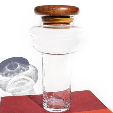 Vintage Baker Hart and Stuart Teak and Glass Jar, Glass Container, MCM Danish Modern, Vintage Glassware 