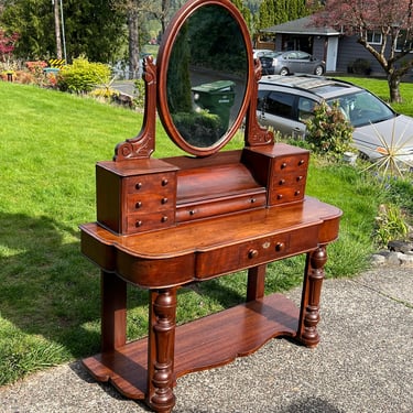 Antique Desk Vanity Mirror Table Console 
