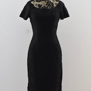 Vintage 1950's Black Lace Illusion Cheongsam